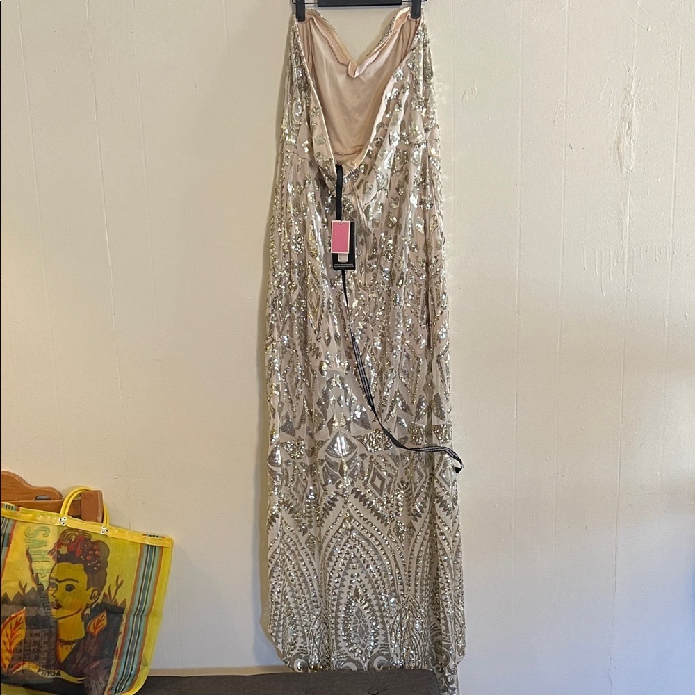 PrettyLittleThing Silver/ gold Embellished Dress - Picture 7 of 10